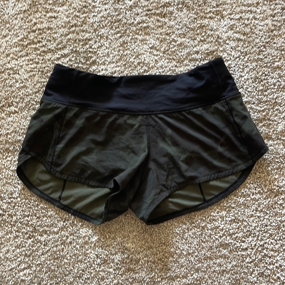 Lulu lemon camo running shorts.